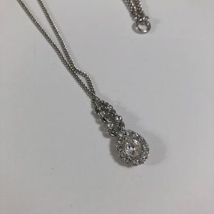 Givenchy Silver Toned, Crystal Pendant Necklace